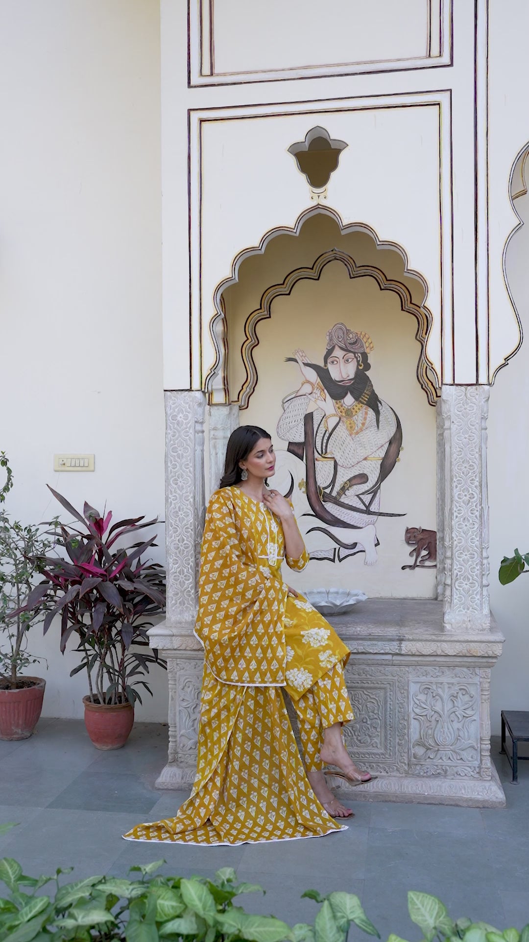 Pure cotton Straight Hand work Kurta pant Dupatta Set
