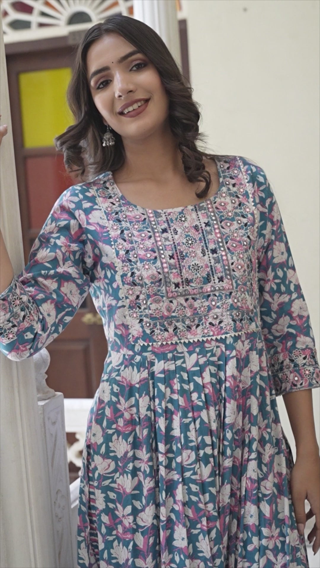 Womens Pure cotton embroidered kurta pant dupatta set